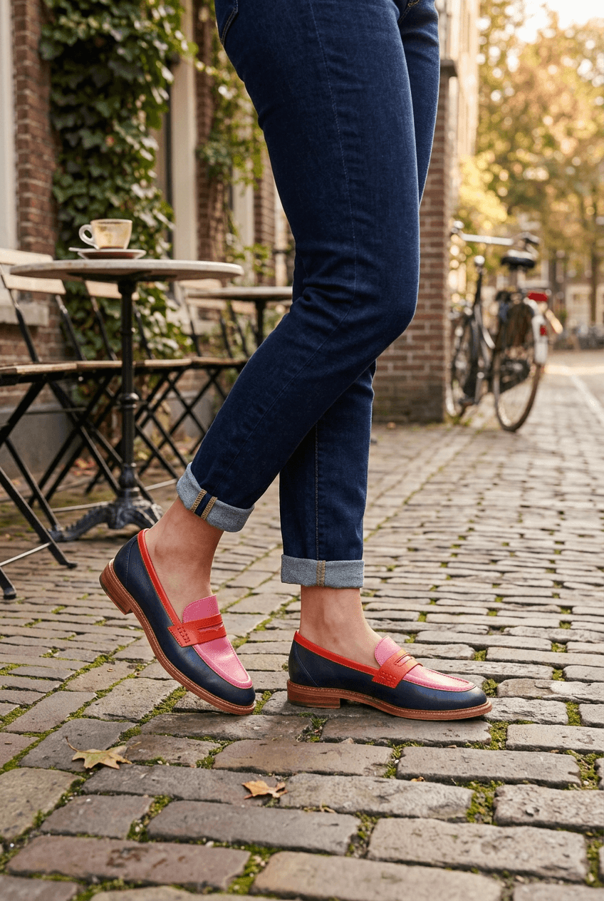 Women's Penny Loafers | Colour-Block Design