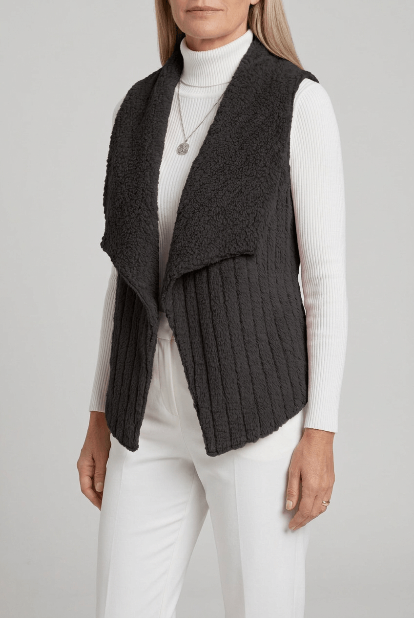 Women's Faux Fur Gilet | Waterfall Collar & Open Front