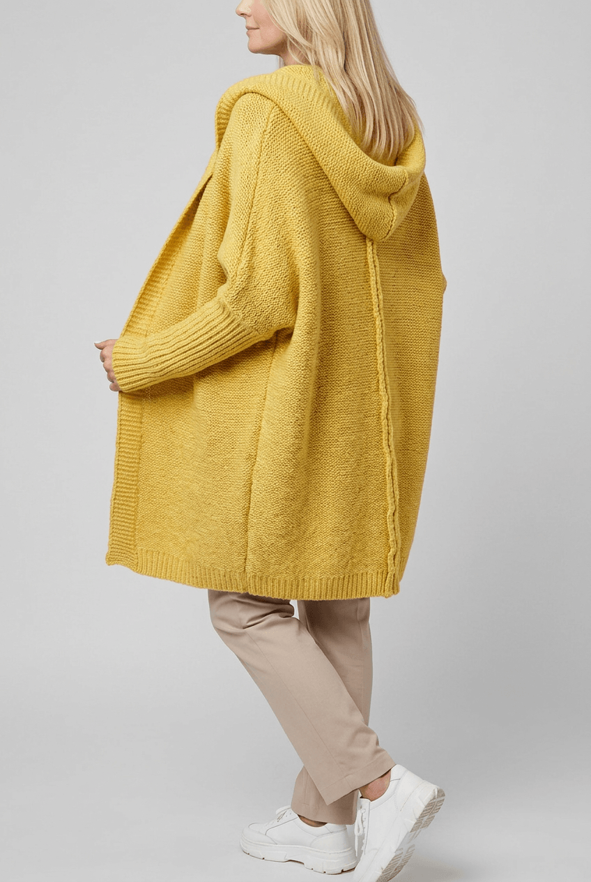Women's Oversized Hooded Cardigan | Open Front & Ribbed Cuffs