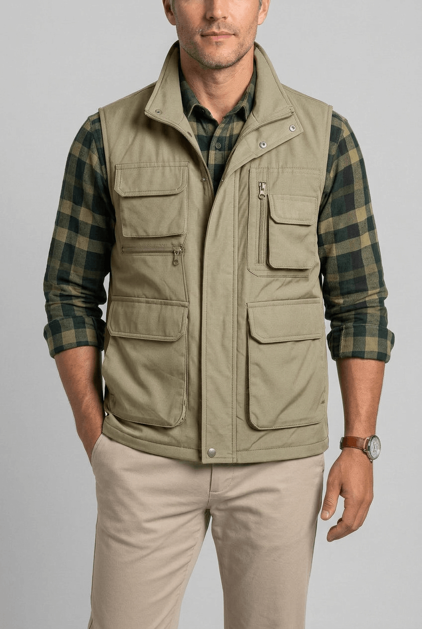 Men's Utility Gilet | Multiple Pockets and Stand Collar