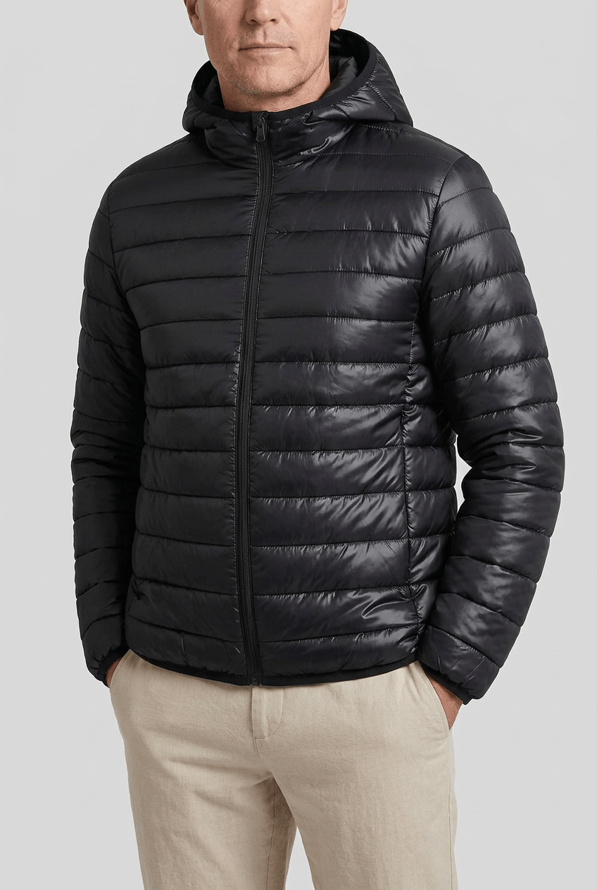 Men's Hooded Puffer Jacket | Quilted Stitch Detail