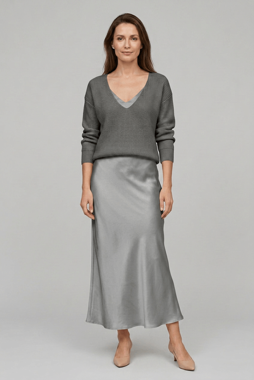 Women’s V Neck Long Dress And Pullover Set | Stylish