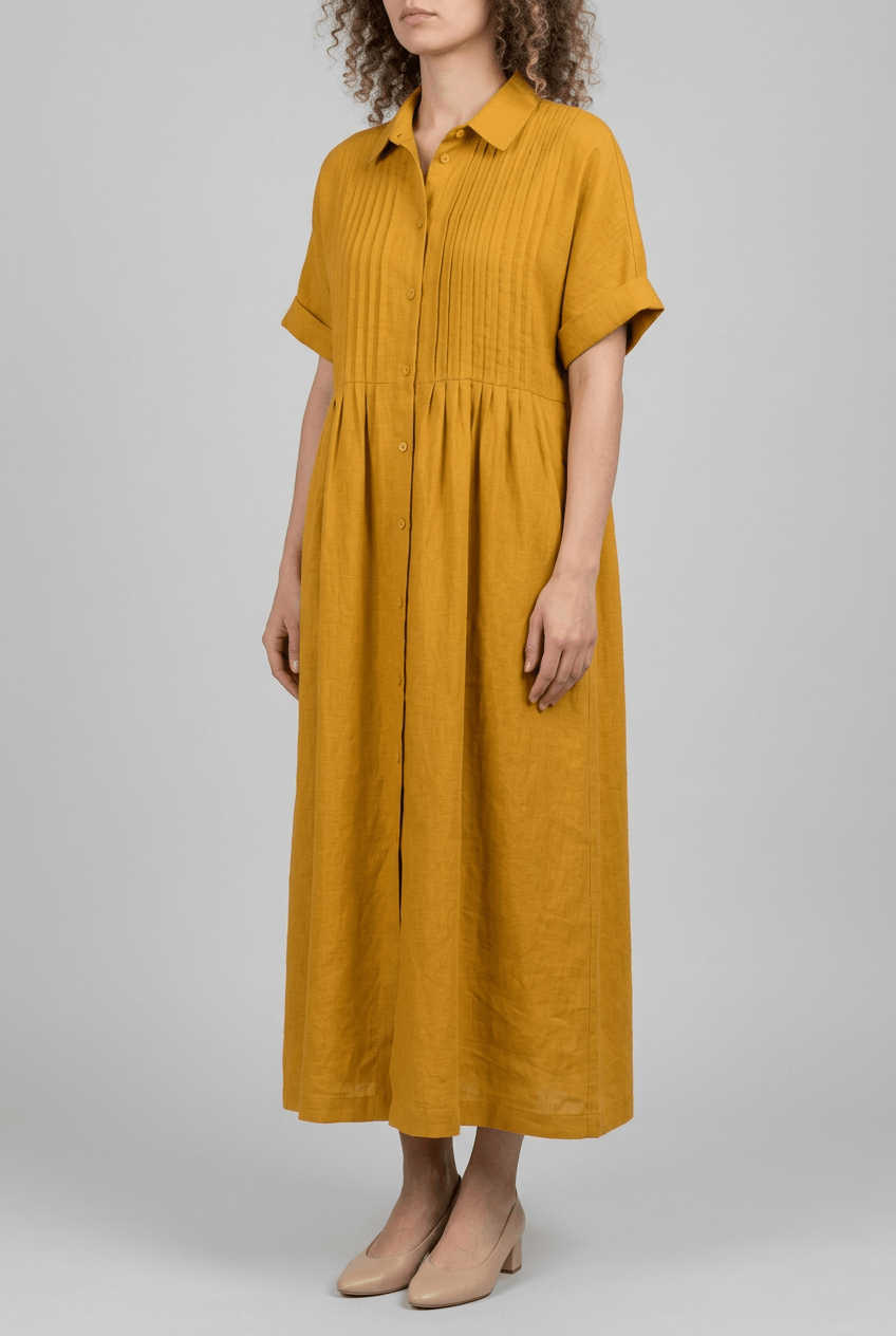 Women's Maxi Shirt Dress | Short Sleeves & Button Front