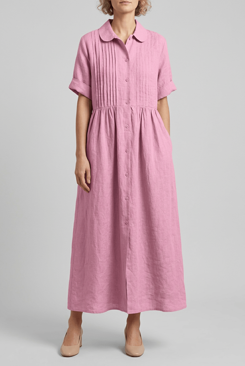 Women's Maxi Shirt Dress | Short Sleeves & Button Front