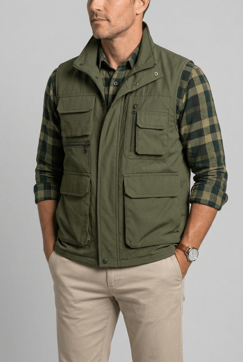 Men's Utility Gilet | Multiple Pockets and Stand Collar