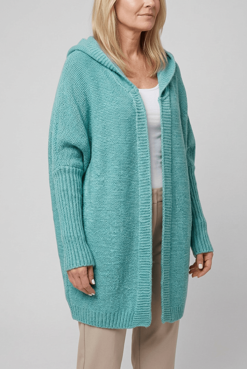 Women's Oversized Hooded Cardigan | Open Front & Ribbed Cuffs