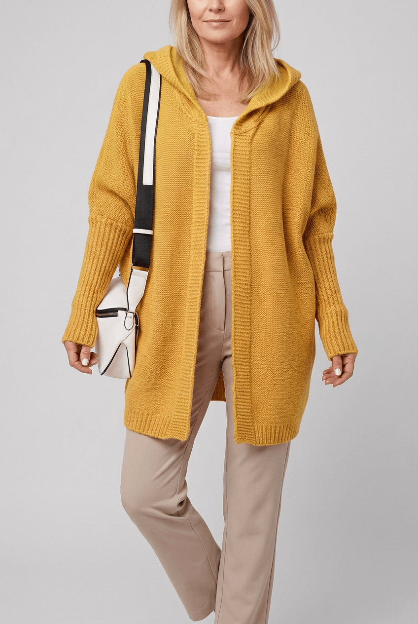 Women's Oversized Hooded Cardigan | Open Front & Ribbed Cuffs
