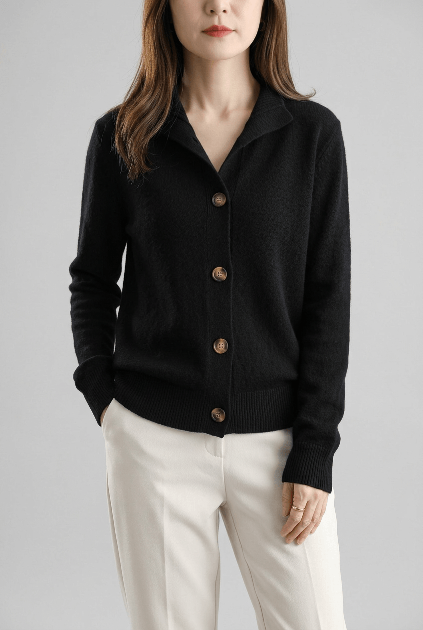 Women's Cardigan | Button Front & Ribbed Cuffs