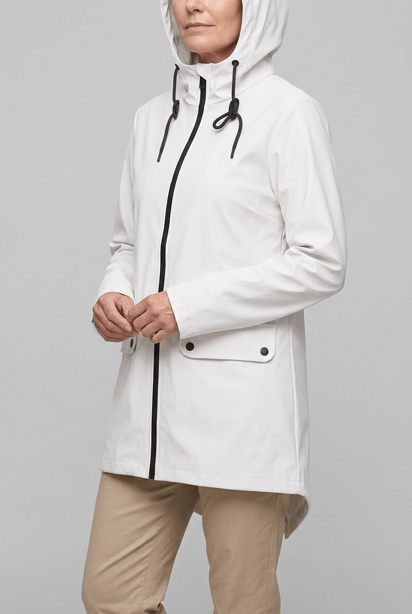 Women's Hooded Rain Jacket | Snap Flap Pockets & Drawstring Hood