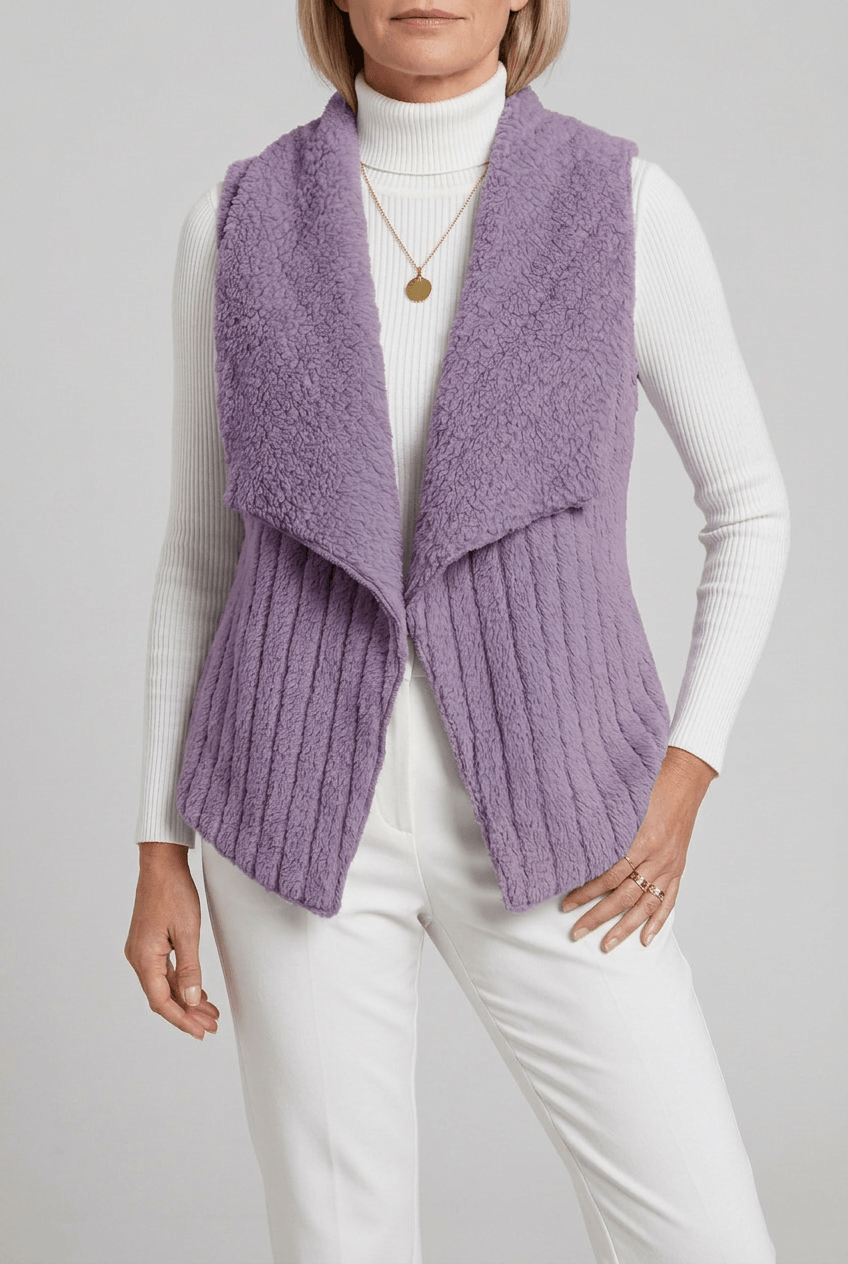Women's Faux Fur Gilet | Waterfall Collar & Open Front