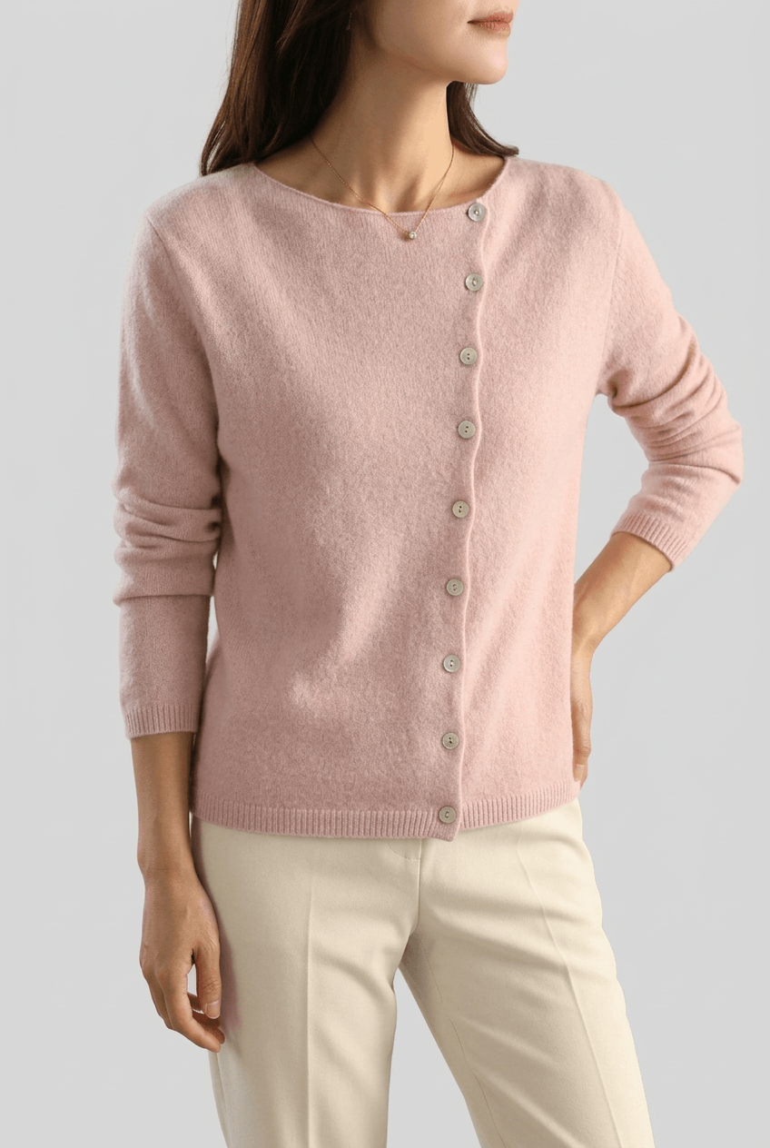 Women's Asymmetric Cardigan | Button Front & Ribbed Cuffs