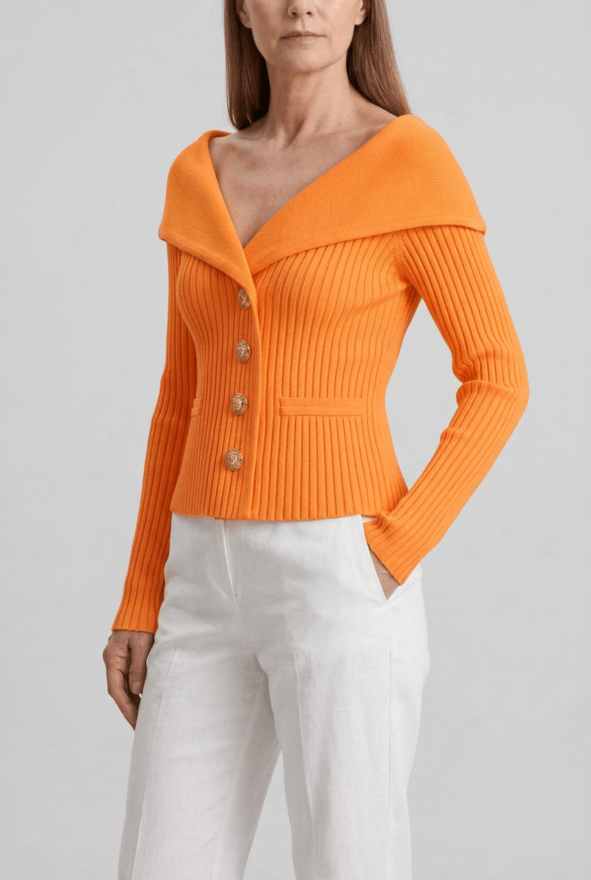 Women's Knitted Cardigan | Button Front & Pockets