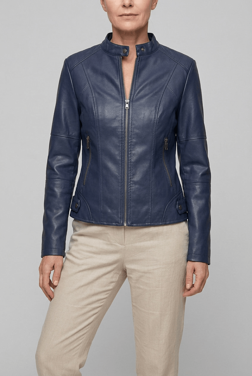 Women's Biker Jacket | Zip Pockets & Quilted Shoulders