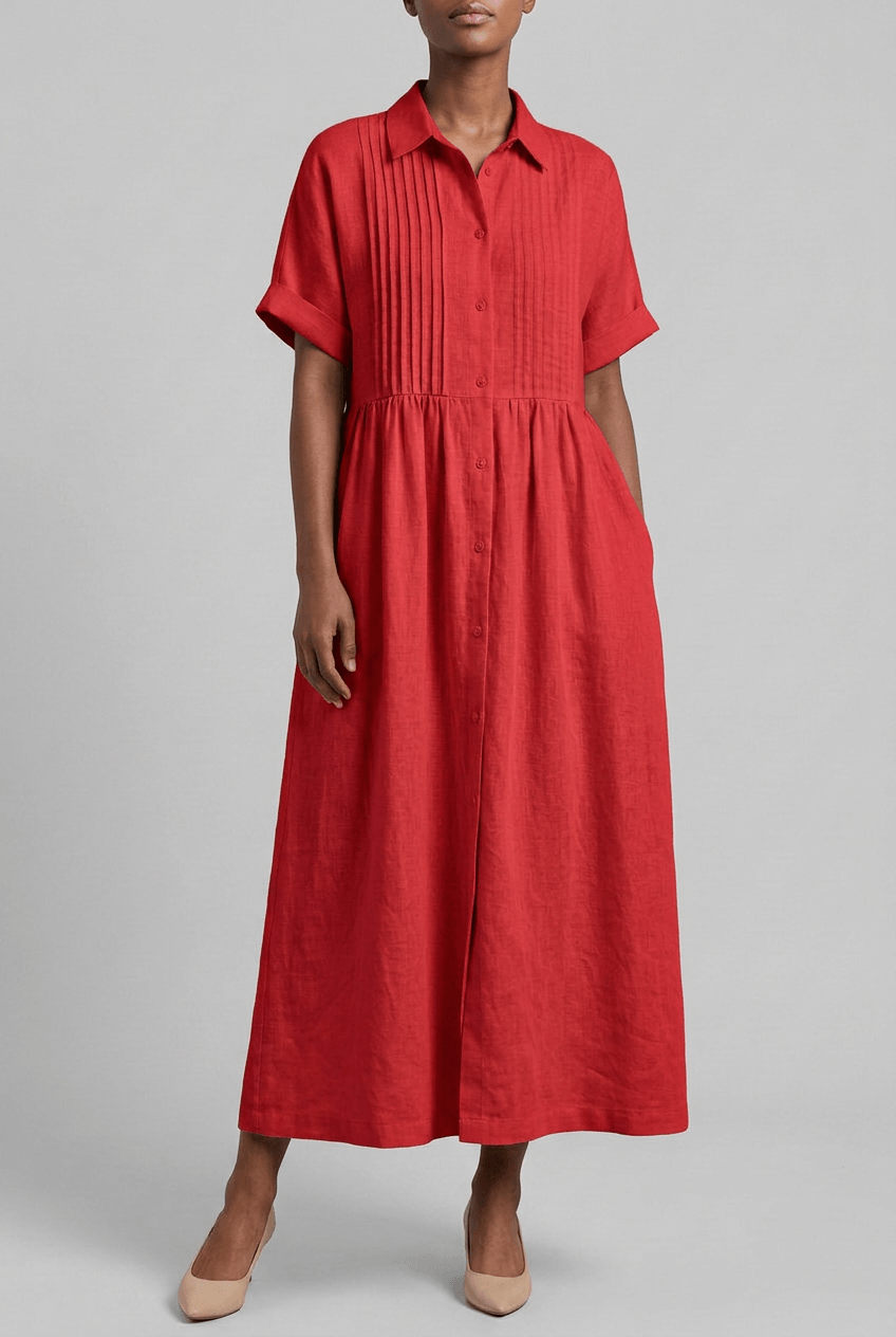 Women's Maxi Shirt Dress | Short Sleeves & Button Front