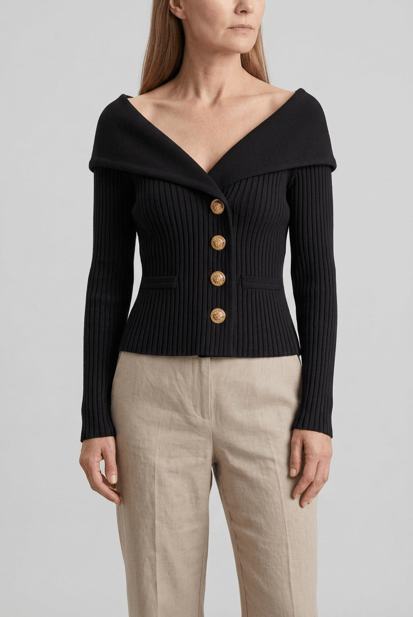 Women's Knitted Cardigan | Button Front & Pockets