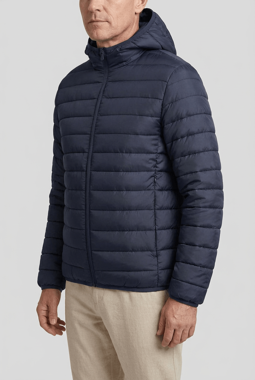Men's Hooded Puffer Jacket | Quilted Stitch Detail