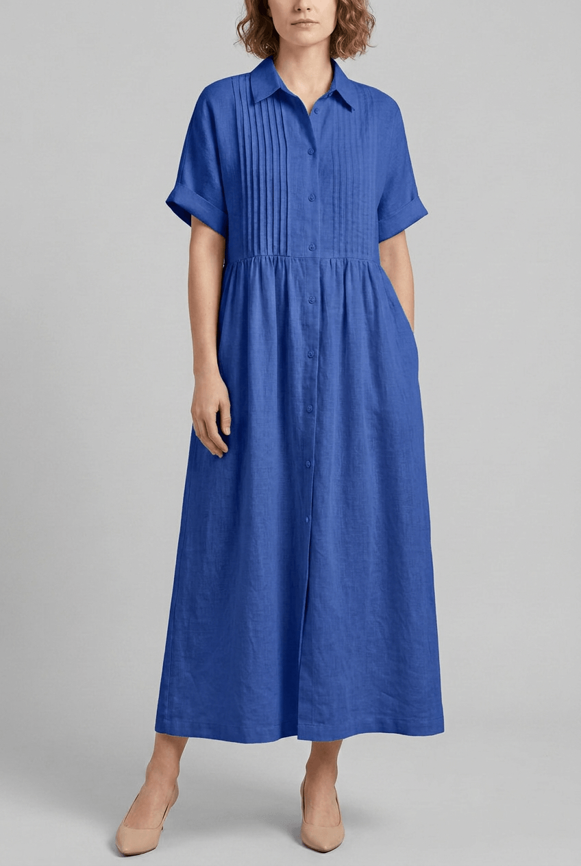 Women's Maxi Shirt Dress | Short Sleeves & Button Front