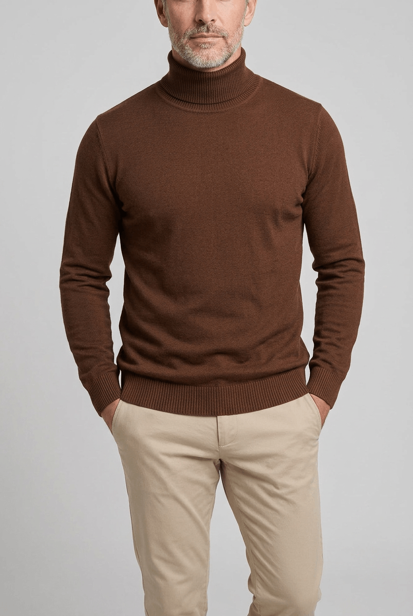 Men's Slim Fit Turtleneck Jumper | Ribbed Trim