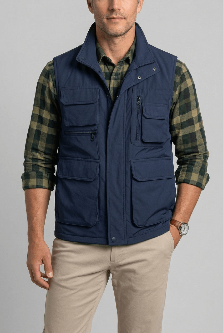 Men's Utility Gilet | Multiple Pockets and Stand Collar