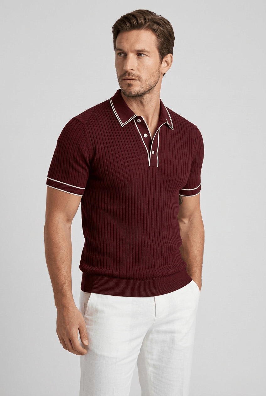 Men's Polo Shirt Men | Ribbed Short Sleeve