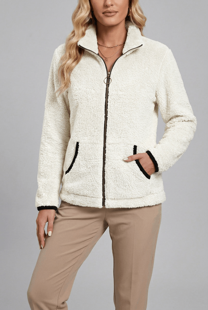 Women's Teddy Fleece Jacket | Full-Length Zip and Stand-Up Collar