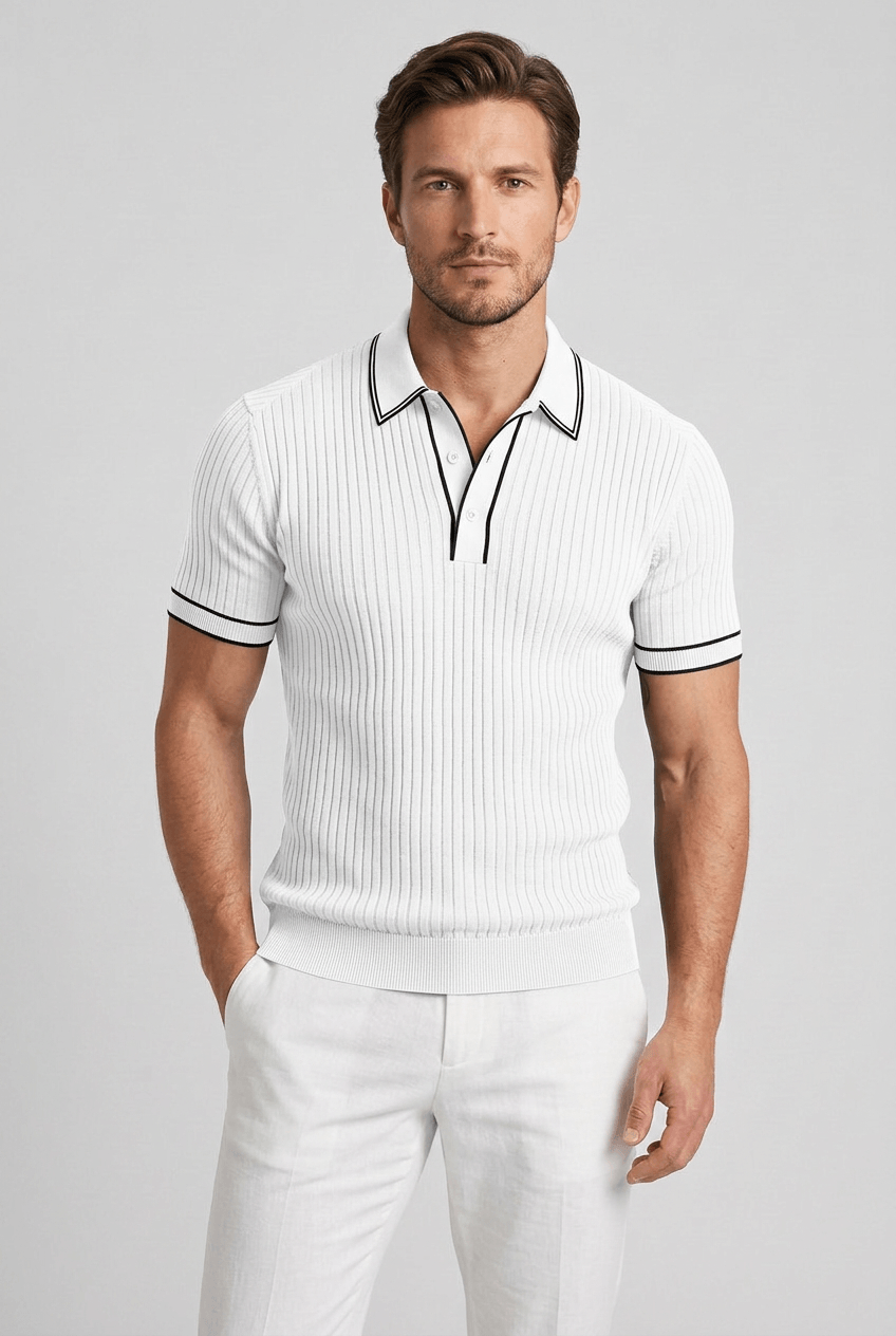 Men's Polo Shirt Men | Ribbed Short Sleeve