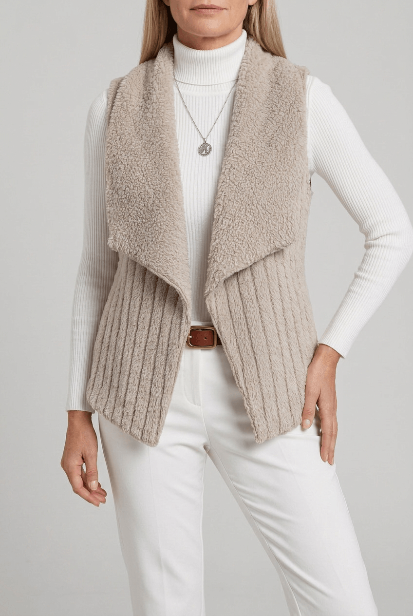 Women's Faux Fur Gilet | Waterfall Collar & Open Front
