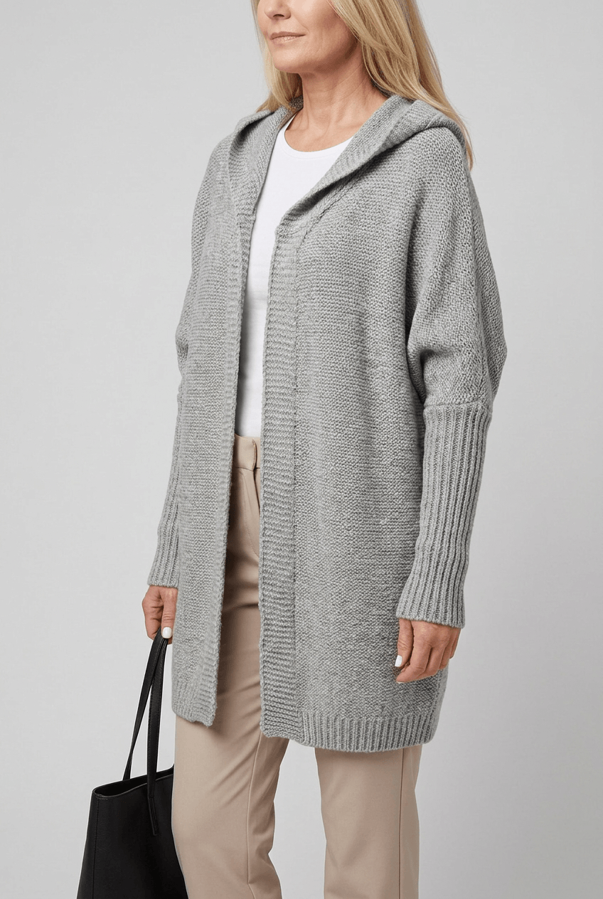 Women's Oversized Hooded Cardigan | Open Front & Ribbed Cuffs