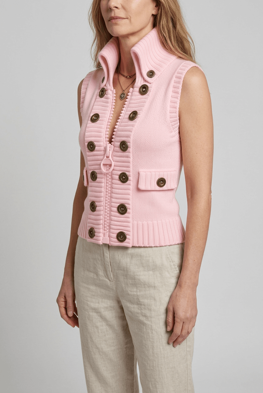 Women's Sweater Vest | High Collar & Zip Front