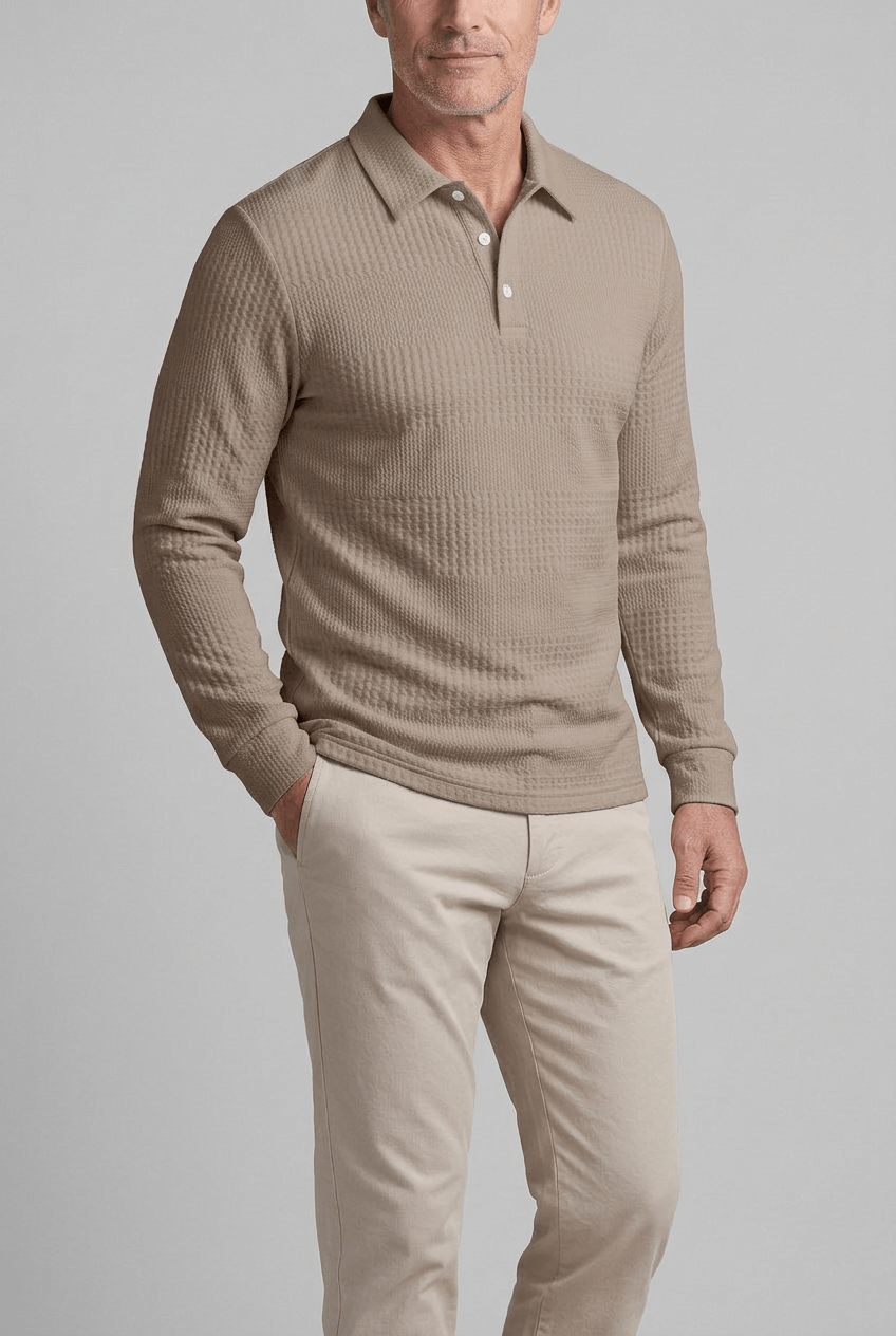 Men's Long Sleeve Polo Shirt | Classic Collar & Slim Fit