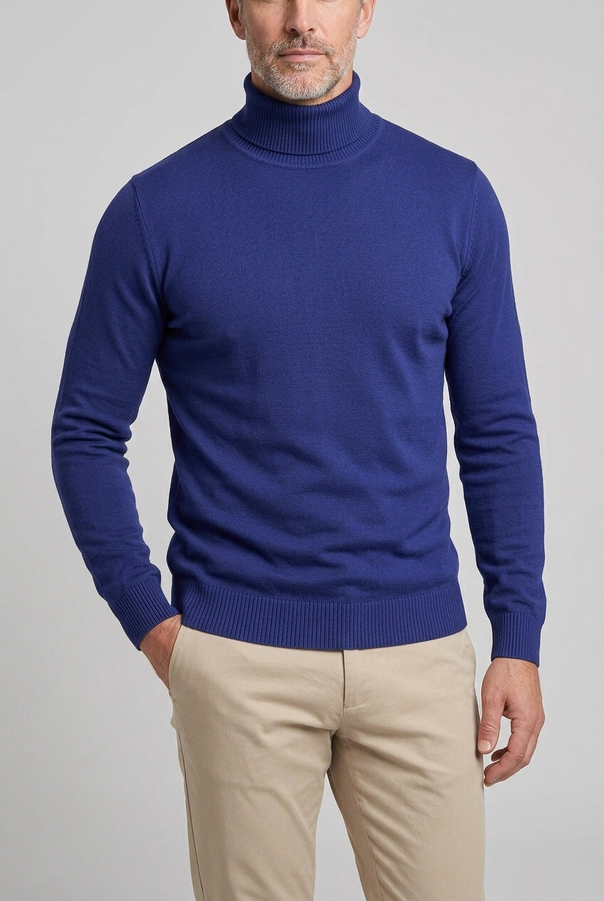 Men's Slim Fit Turtleneck Jumper | Ribbed Trim