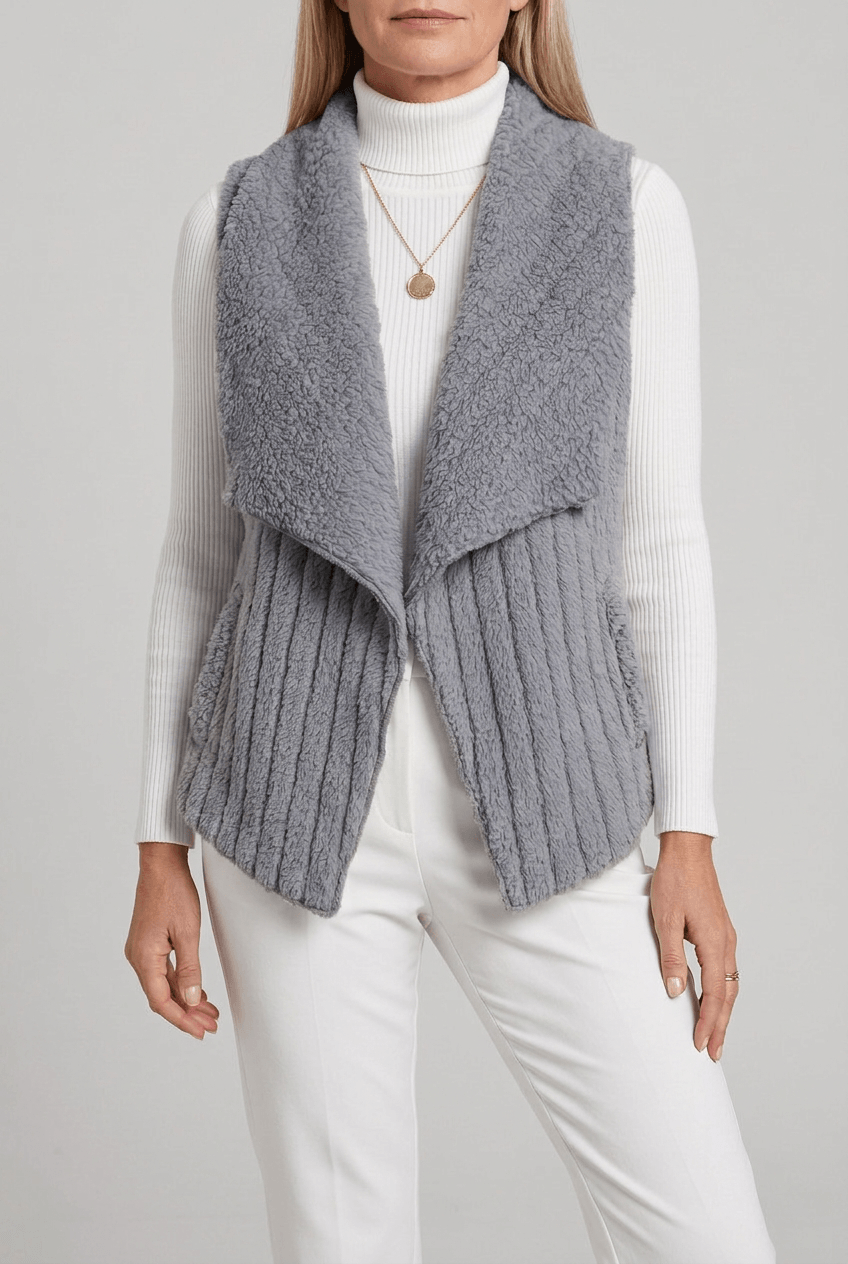 Women's Faux Fur Gilet | Waterfall Collar & Open Front