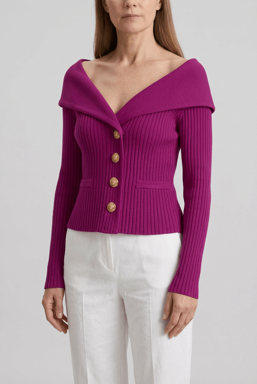 Women's Knitted Cardigan | Button Front & Pockets