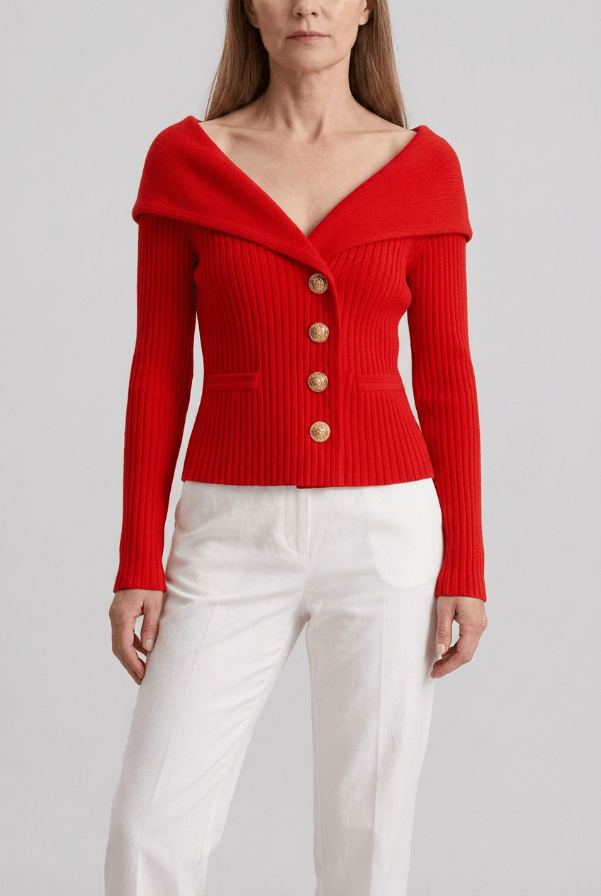 Women's Knitted Cardigan | Button Front & Pockets