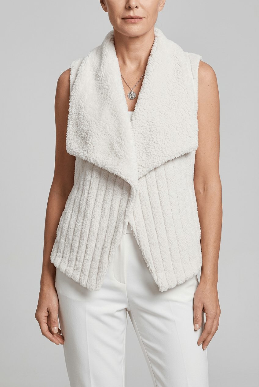 Women's Faux Fur Gilet | Waterfall Collar & Open Front