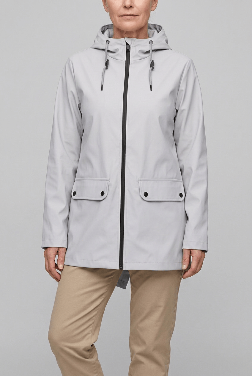 Women's Hooded Rain Jacket | Snap Flap Pockets & Drawstring Hood