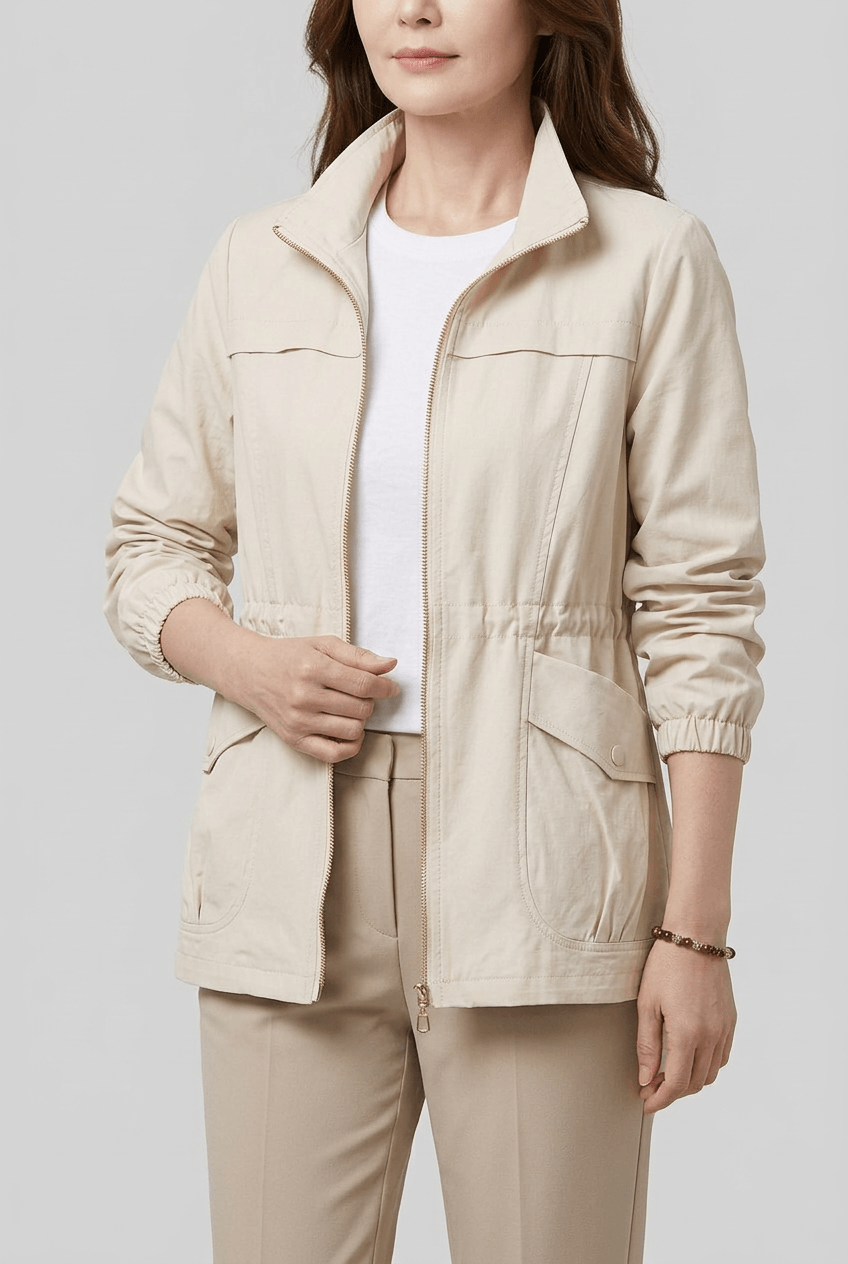 Women's Zip-Up Utility Jacket | Flap Pockets & Elasticated Waist