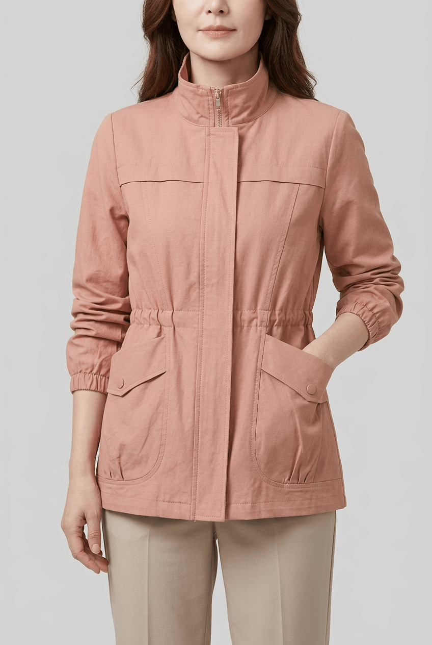 Women's Zip-Up Utility Jacket | Flap Pockets & Elasticated Waist