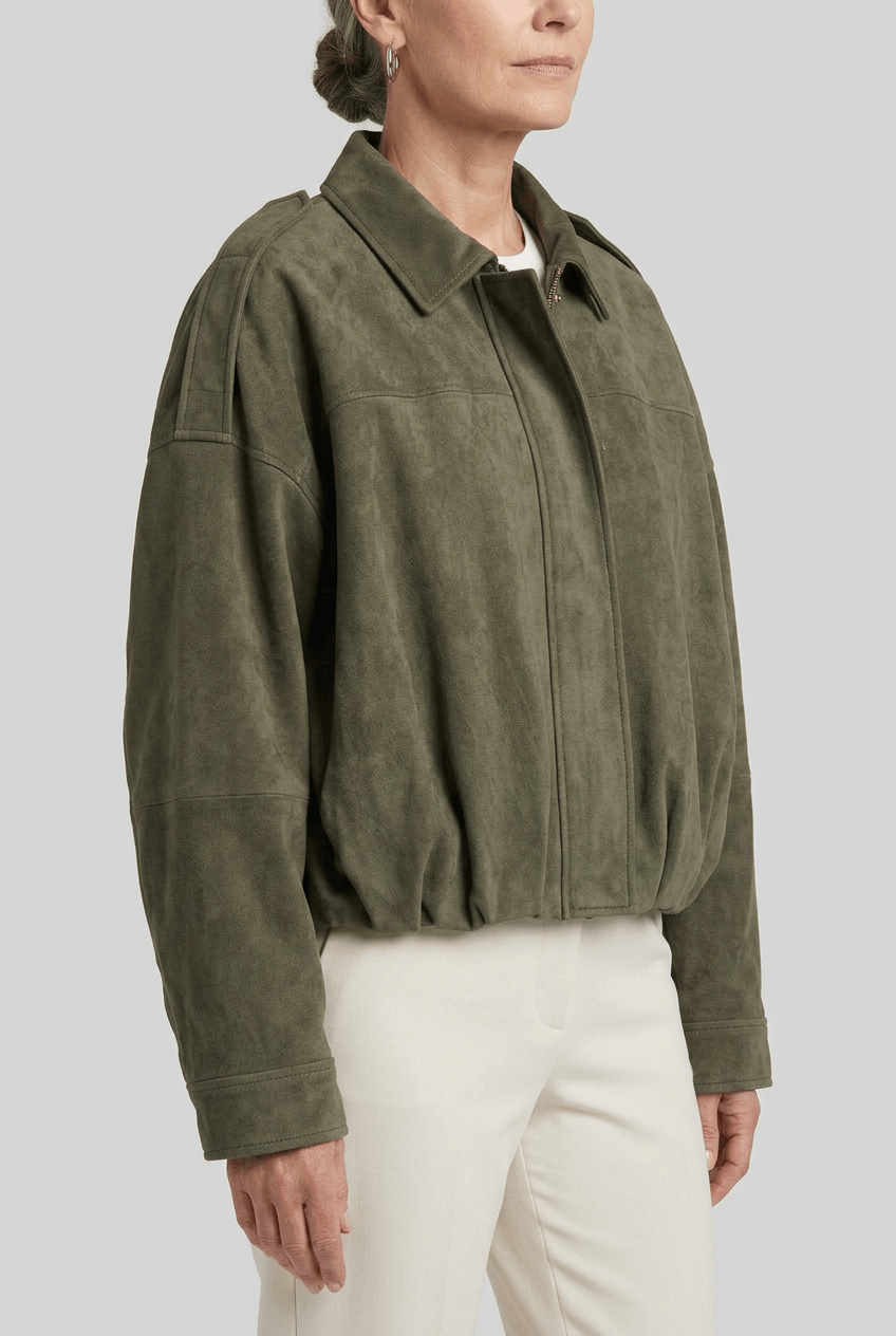 Women's Cropped Jacket | Spread Collar & Welt Pockets