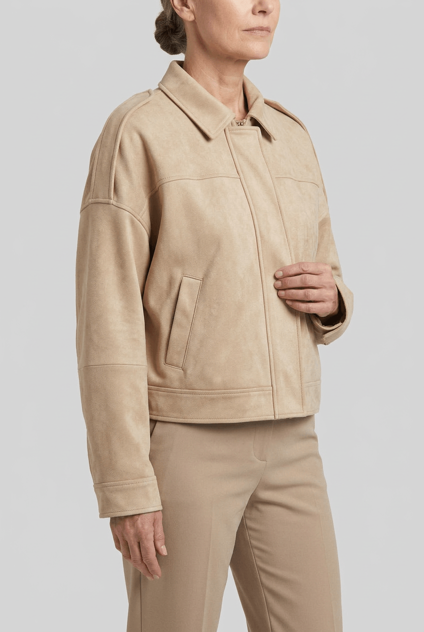 Women's Cropped Jacket | Spread Collar & Welt Pockets