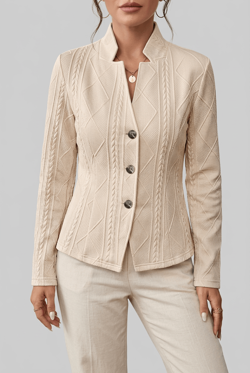 Women's Cardigan | Stand Collar & Button Front
