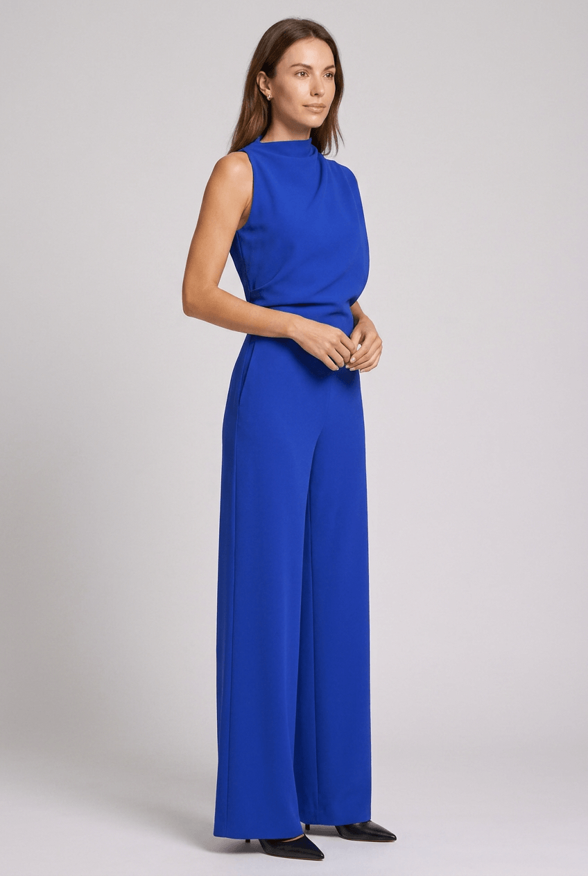 Jumpsuit Women | Sleeveless Wide Leg, Mock Neck & Side Pockets