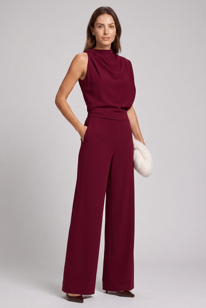 Jumpsuit Women | Sleeveless Wide Leg, Mock Neck & Side Pockets