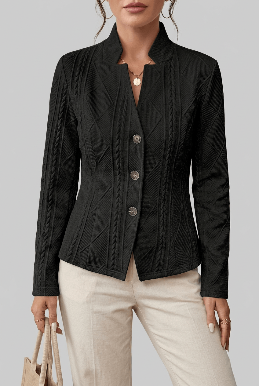 Women's Cardigan | Stand Collar & Button Front