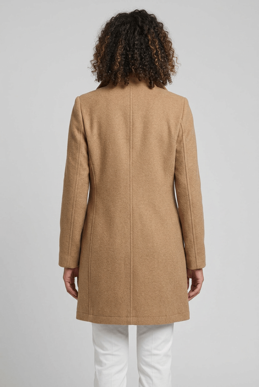 Women's Long Coat | Button Front and Side Pockets