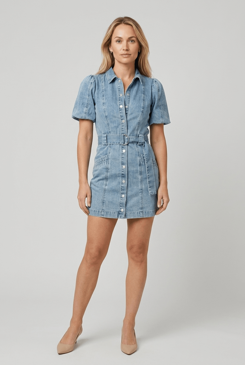 Women’s Button Front Short Sleeves Dress | Mini