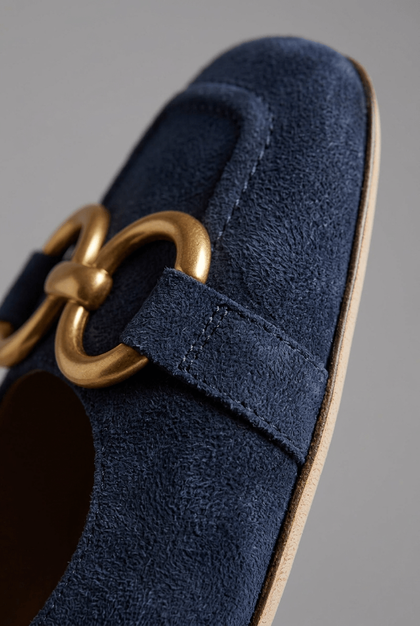 Women's Slingback Flats | Gold Buckle & Cut-Out Detail