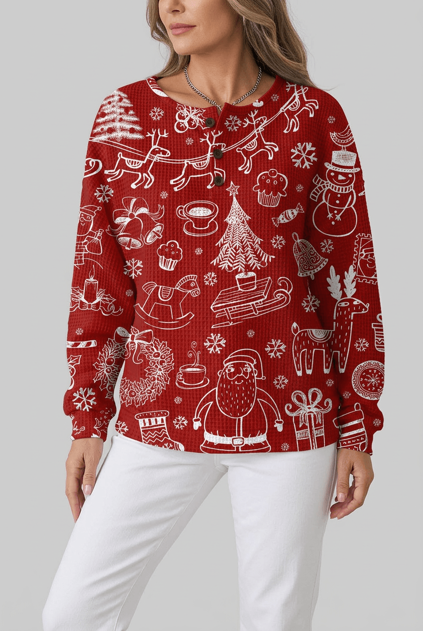 Women's Oversized Christmas Jumper | Santa Reindeer Print