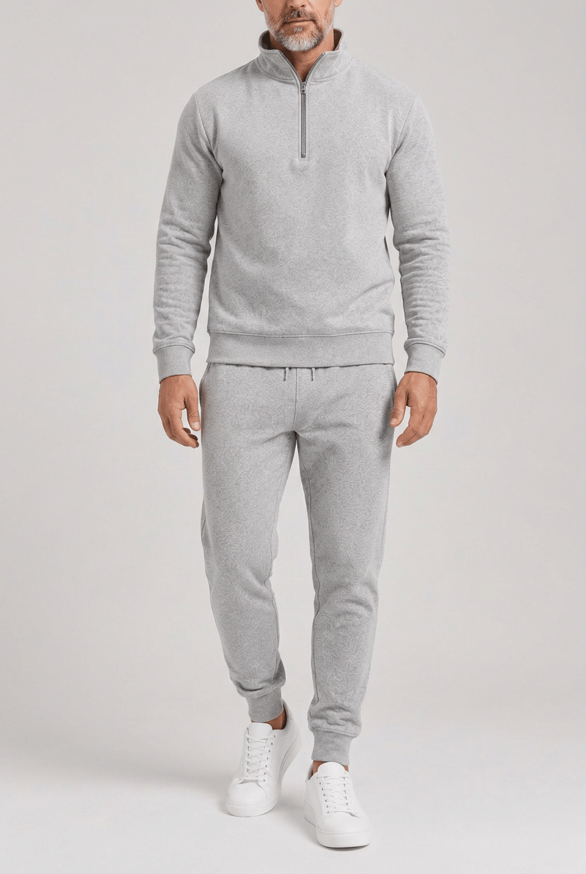 Men's Half Zip Tracksuit Set | Ribbed Cuffs