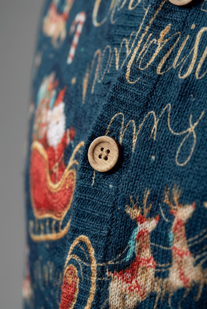 Women's Christmas Cardigan | Santa Sleigh Print
